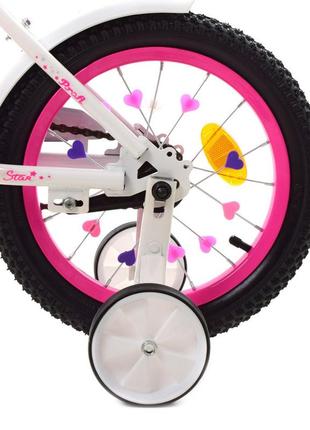 Велосипед детский prof1 y1494 14 дюймов, розовый от lamatoys6 фото