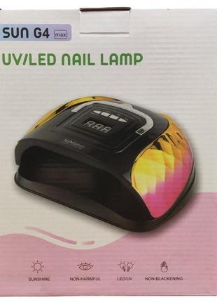 Лампа led uv лед уф sun g4 max 72вт для маникюра, наращивания ногтей, гель лак 72 диода розовая с чёрным r_5206 фото
