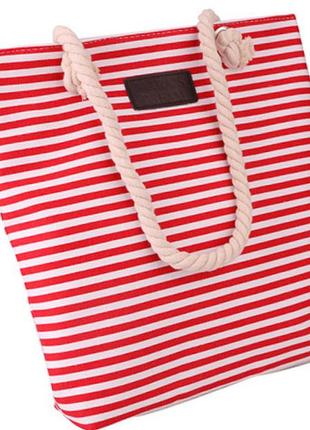 Полосатая сумка в морском стиле городской шоппер пляжная в полоску4 фото
