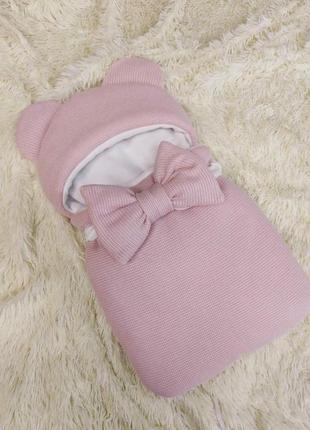 Трикотажный конверт спальник для новорожденных, розовый1 фото