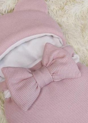 Трикотажный конверт спальник для новорожденных, розовый2 фото