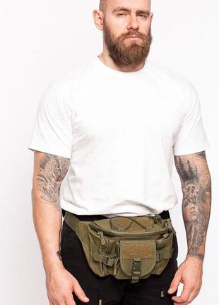 Сумка поясна тактична / чоловіча сумка на пояс / армейська сумка. колір: зелений10 фото