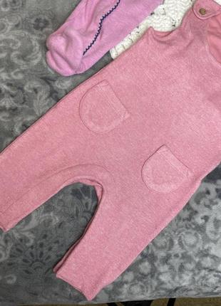 Чоловічок ромпер tu лама + теплі штанці комбінезон m&s 0-3 56-62 лот набір комплект рожевий на новонароджену дівчинку4 фото