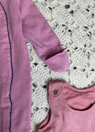 Чоловічок ромпер tu лама + теплі штанці комбінезон m&s 0-3 56-62 лот набір комплект рожевий на новонароджену дівчинку3 фото