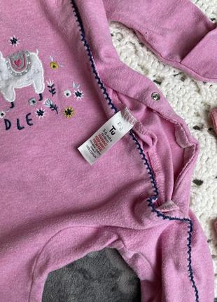 Чоловічок ромпер tu лама + теплі штанці комбінезон m&s 0-3 56-62 лот набір комплект рожевий на новонароджену дівчинку5 фото