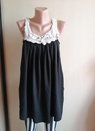 Туника черная ажурная с-м