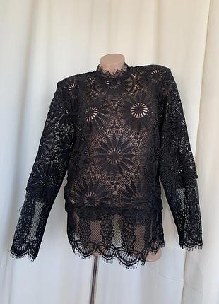 Готична готична блуза ажурна макраме нюанс