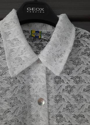 Блуза рубашка белая гипюр размер 403 фото
