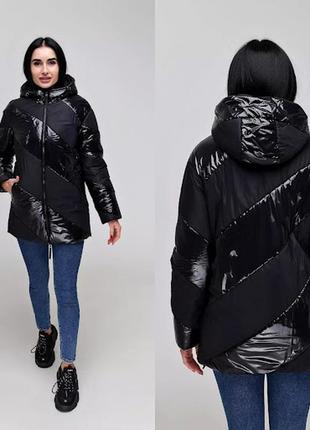 Куртка женская демисезонная комби лак/лаке, 4 тона, р.44-54, украина