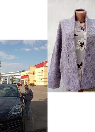 Интересный вязаный сиреневый 🦄 кардиган на запах hand made.