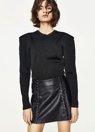 Класна стильна спідниця із еко шкіри zara