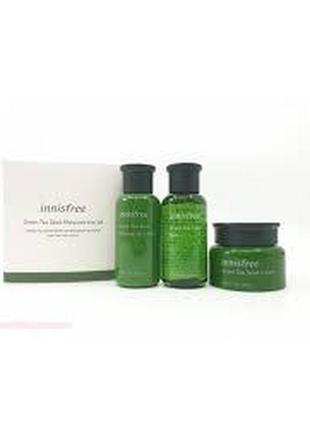 Innisfree green tea seed trio kit набір мініатюр зволожувальних засобів