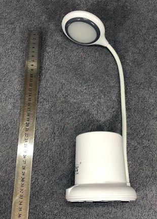 Настольная лампа аккумуляторная на гибкой ножке с органайзером tedlux tl-1006, usb светильник гибкий4 фото