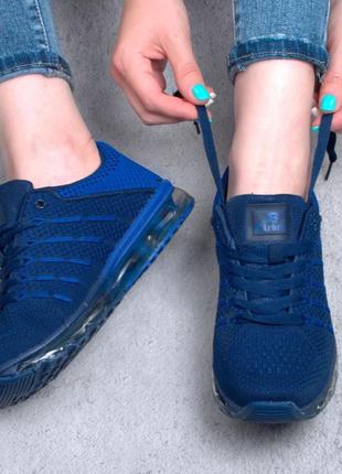 Стильні сині кросівки з текстилю сітка літні дихаючі модні кроси3 фото