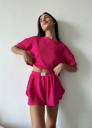 Пижама🤩 модель: 175миш размер: 42-44, 46-48 цвет: мята, хаки, фрез, белый, черный, голубой, малина ткань: рубчик туречки