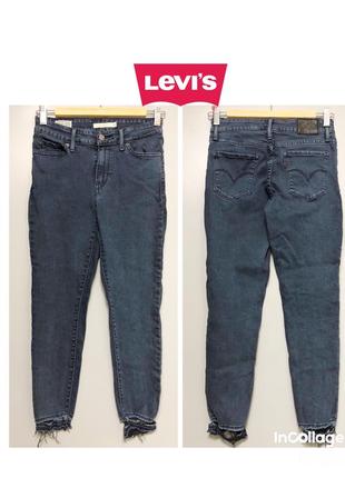 Levi's premium 711 skinny скинни укороченные джинсы с эффектом потертости и рваными краями2 фото
