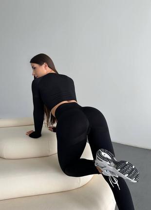 Безшовний push up комплект для фітнесу, рашгард та лосини2 фото