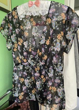 Обалденная блуза на запах в цветочный принт zara6 фото