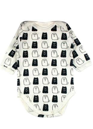 Боді дитячий з котиками молочного кольору tm mishka