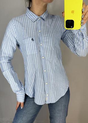 Голубая рубашка в полоску abercrombie &amp; fitch2 фото