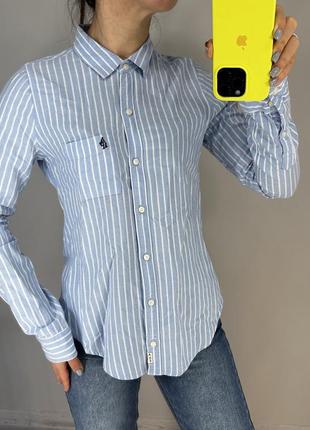 Голубая рубашка в полоску abercrombie & fitch