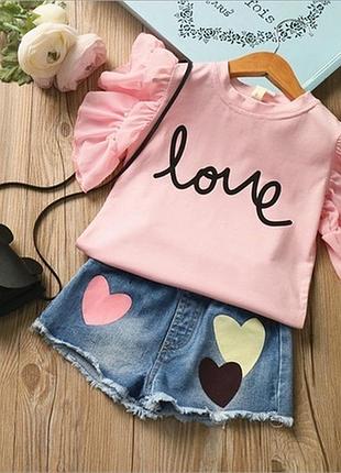 Стильный летний костюм на девочку,шорты +футболка