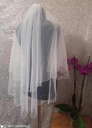 Весельная фата для невесты двухъярусная 90/60