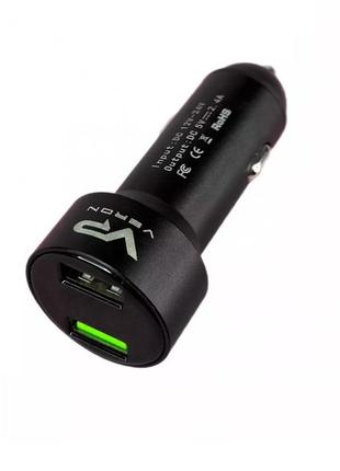 Зарядний пристрій автомобільний veron c-604a  2usb/2.4a black