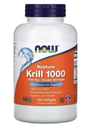 Krill, кривый жир, now foods, 1000&nbsp;мг, 120&nbsp;капсул1 фото