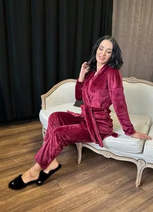 Домашній костюм з халатом 
+великі розміри🔥, піжама, халат, махровая пижама