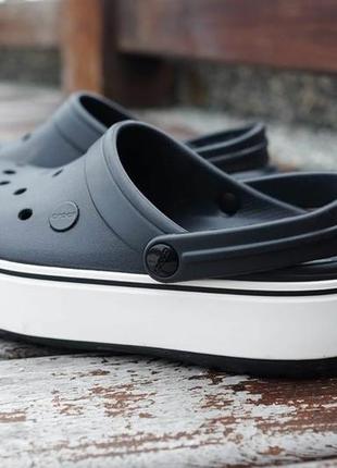 Кроксы платформ крокбенд чорні crocs crocband platform clog black / white10 фото