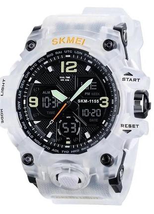 Часы наручные мужские skmei 1155bwt, наручные часы для военных, фирменные спортивные часы. цвет: белые