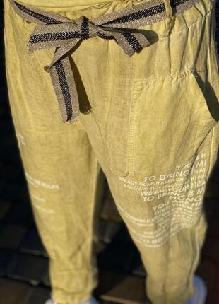 Бомбовые льные брюки италия оверсайз1 фото
