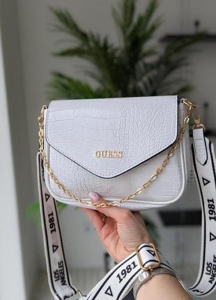 Сумка кросс боді guess Ederla 2 в 1 біла рептилія
