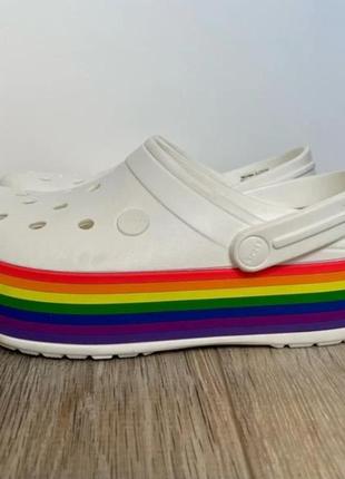 Крокс крокбенд радуга платформа crocs crocband platform rainbow clog8 фото