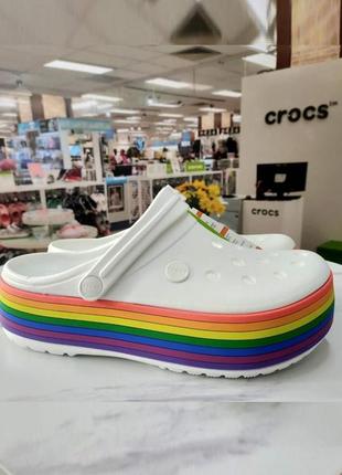 Крокс крокбенд радуга платформа crocs crocband platform rainbow clog