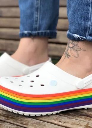 Крокс крокбенд радуга платформа crocs crocband platform rainbow clog9 фото