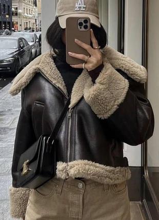 Стильная женская укороченная дубленка в стиле zara