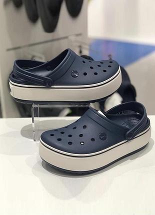 Крокс крокбенд клог платформа сині crocs crocband platform navy clog