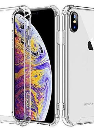 Прозрачный чехол для iphone xs max ударопрочный силиконовый shockproof (бампер)