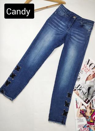 Джинси на дівчинку сині скінні зі шнурівкою по ногам від бренду canda 11
