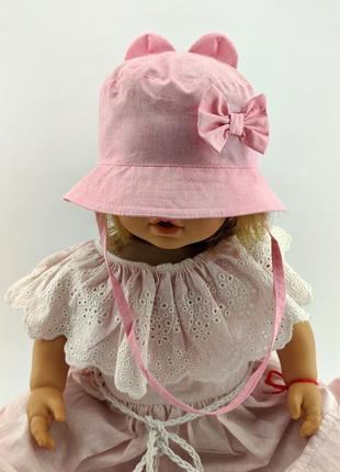Панама дитяча 48, 50, 52, 54 розмір бавовна для дівчинки панамка головні убори рожевий (пд252)