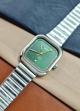 Чоловічий класичний кварцовий стрілковий наручний годинник curren 8460 silver-green