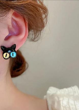 Серьги сережки гвоздики бижутерия котики