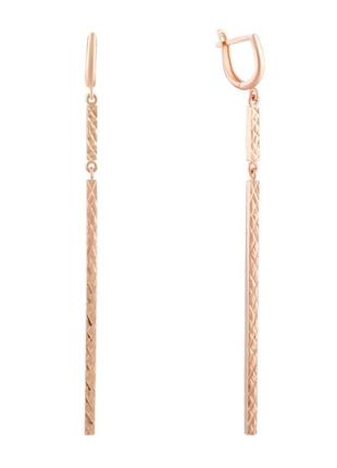 Мінімалістичні золоті сережки підвіски висюльки довгі висячі сережки з золота, англійський замок1 фото