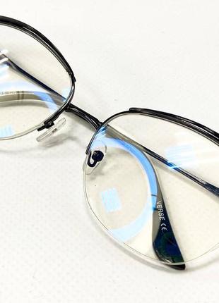 Коригувальні окуляри для зору жіночі комп'ютерні лисички в металевій оправі дужки на флексах4 фото
