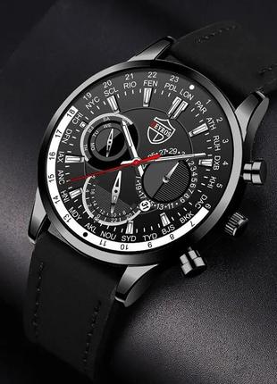 Чорний наручний кварцовий класичний годинник + два браслети2 фото