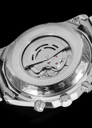 Механические часы winner titanium, мужские, металлические, круглые, скелетон device clock10 фото