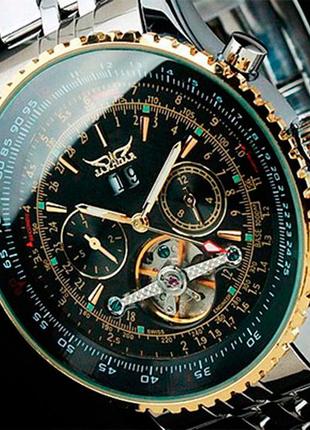 Механические часы jaragar luxury, мужские, с автоподзаводом, lux, показывают дату, луну, сталь,  d c
