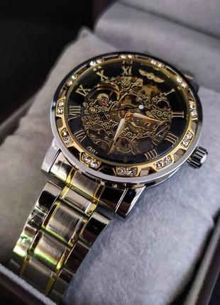 Женские часы winner naturale, классические, металические, круглые, скелетон, защита от дождя, d c5 фото